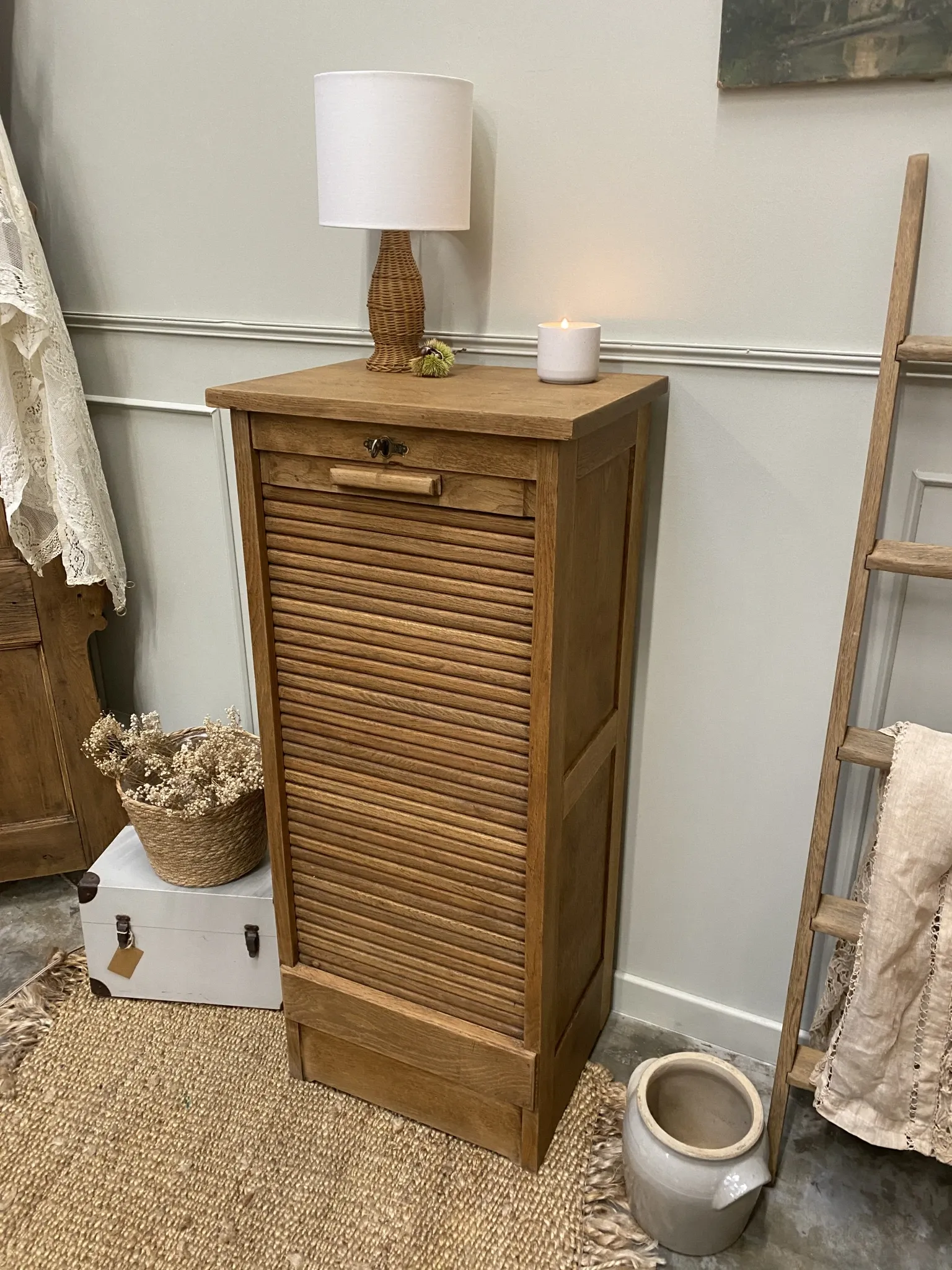 oak curtain furniture / filing cabinet