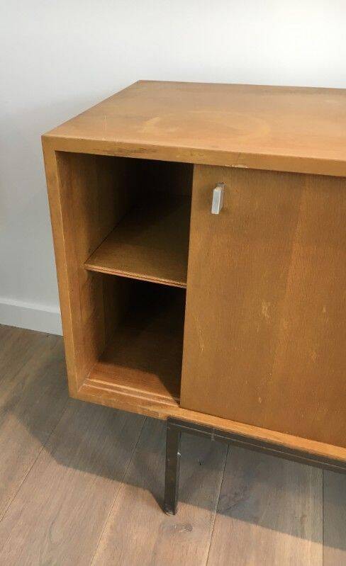 Sideboard with double sliding doors and bar on a metal base