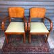 Paire de fauteuils bridge vintage en bois clair