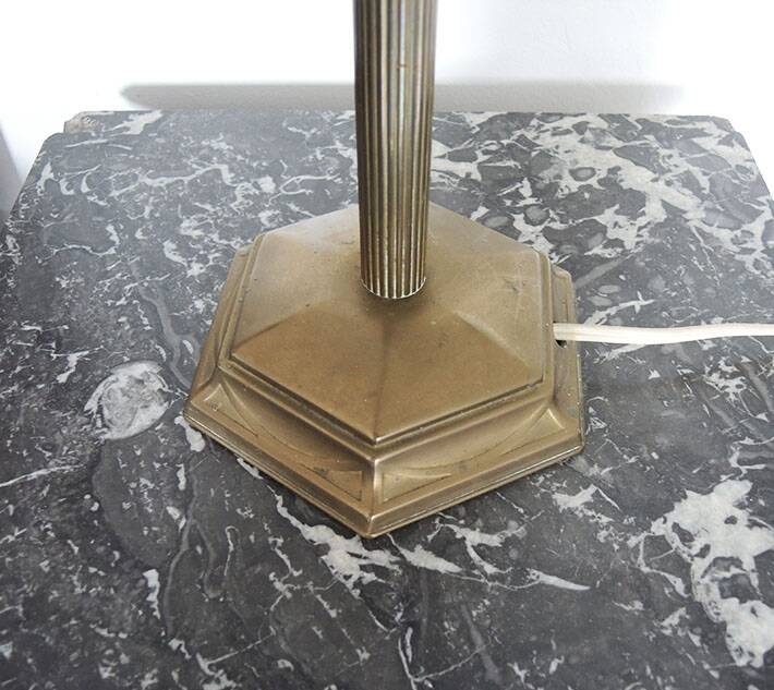 Old Art Deco Table Lamp in Brass & Glass