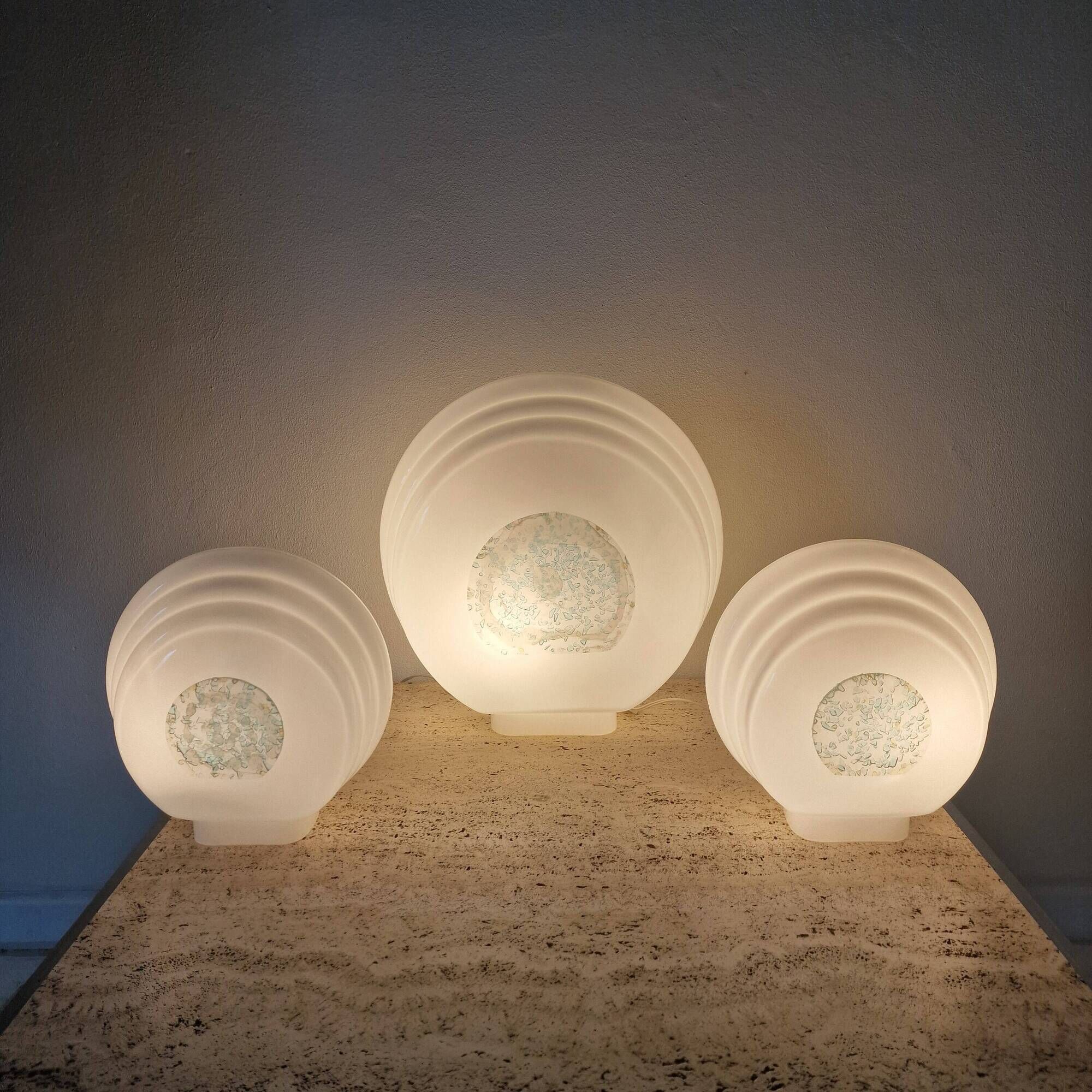 Rare 1970s Murano Glass Table Lamps by Ferro & Lazzarini - Set of 3