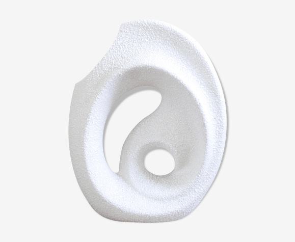 Vase blanc en céramique Bertoncello années 60