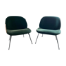 Pair of Beetle Gubi armchairs in green velvet