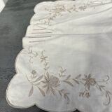 Old embroidered cotton table runner - circa 1900 - l 105 cm / l 68 cm