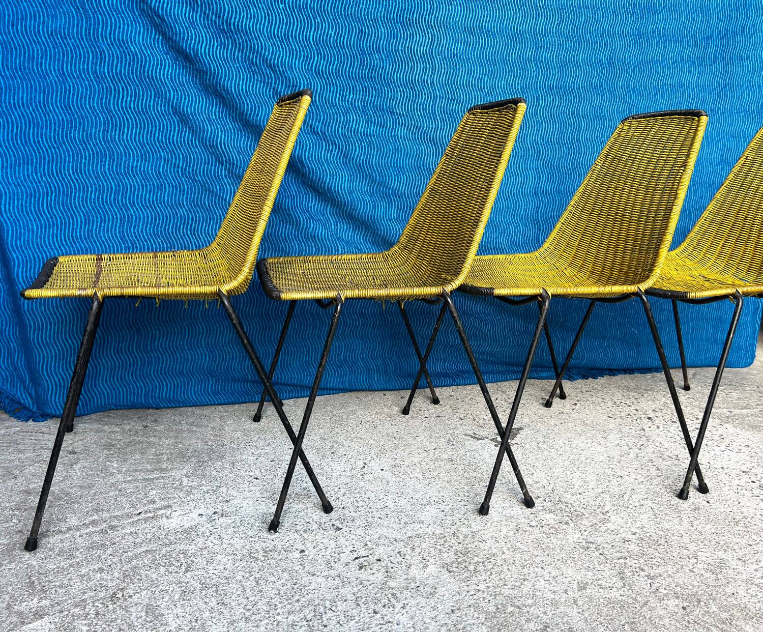 4 vintage “Baskets” chairs 1950s design Gian Franco Legler