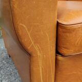 Pair leather club armchairs