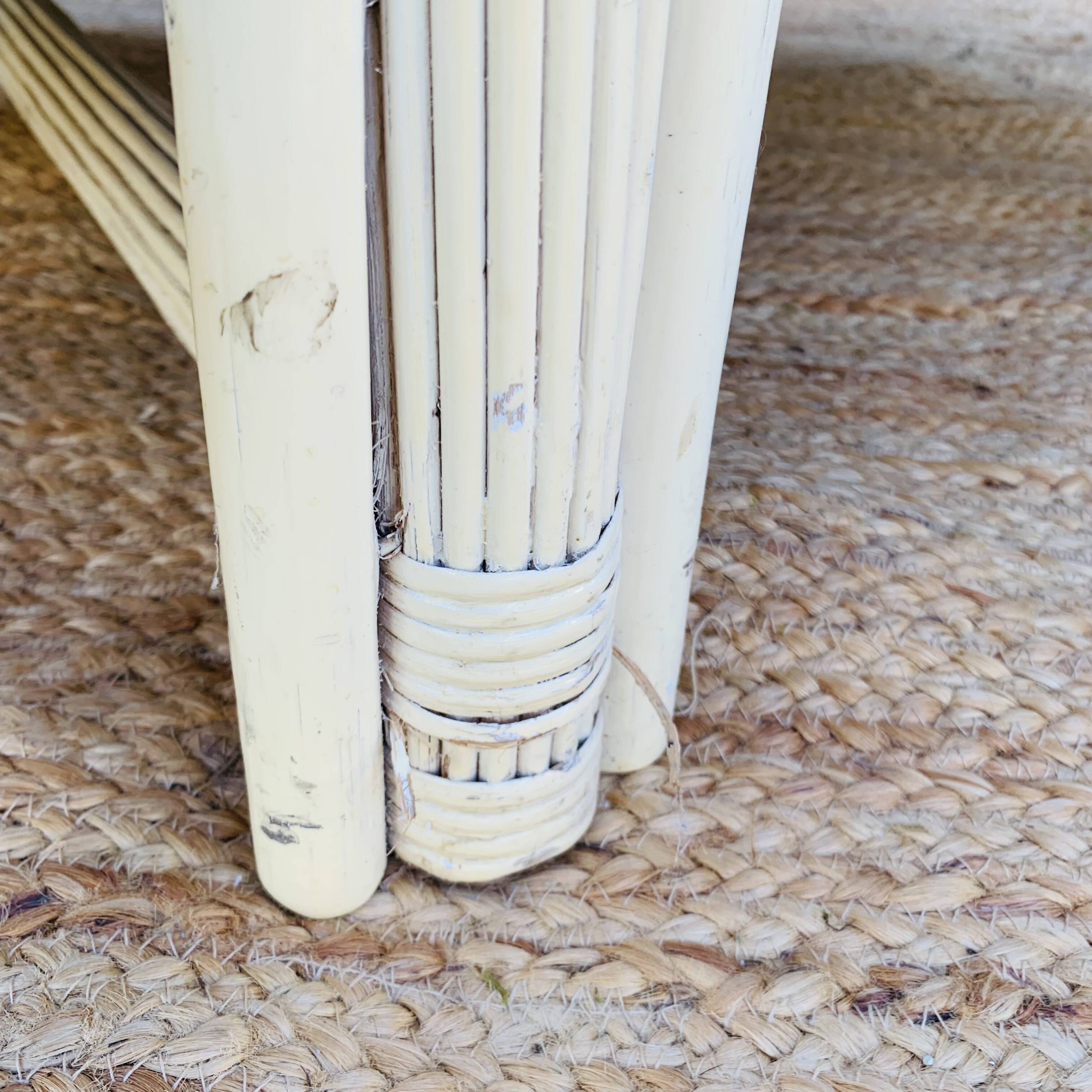 2 seater white rattan sofa