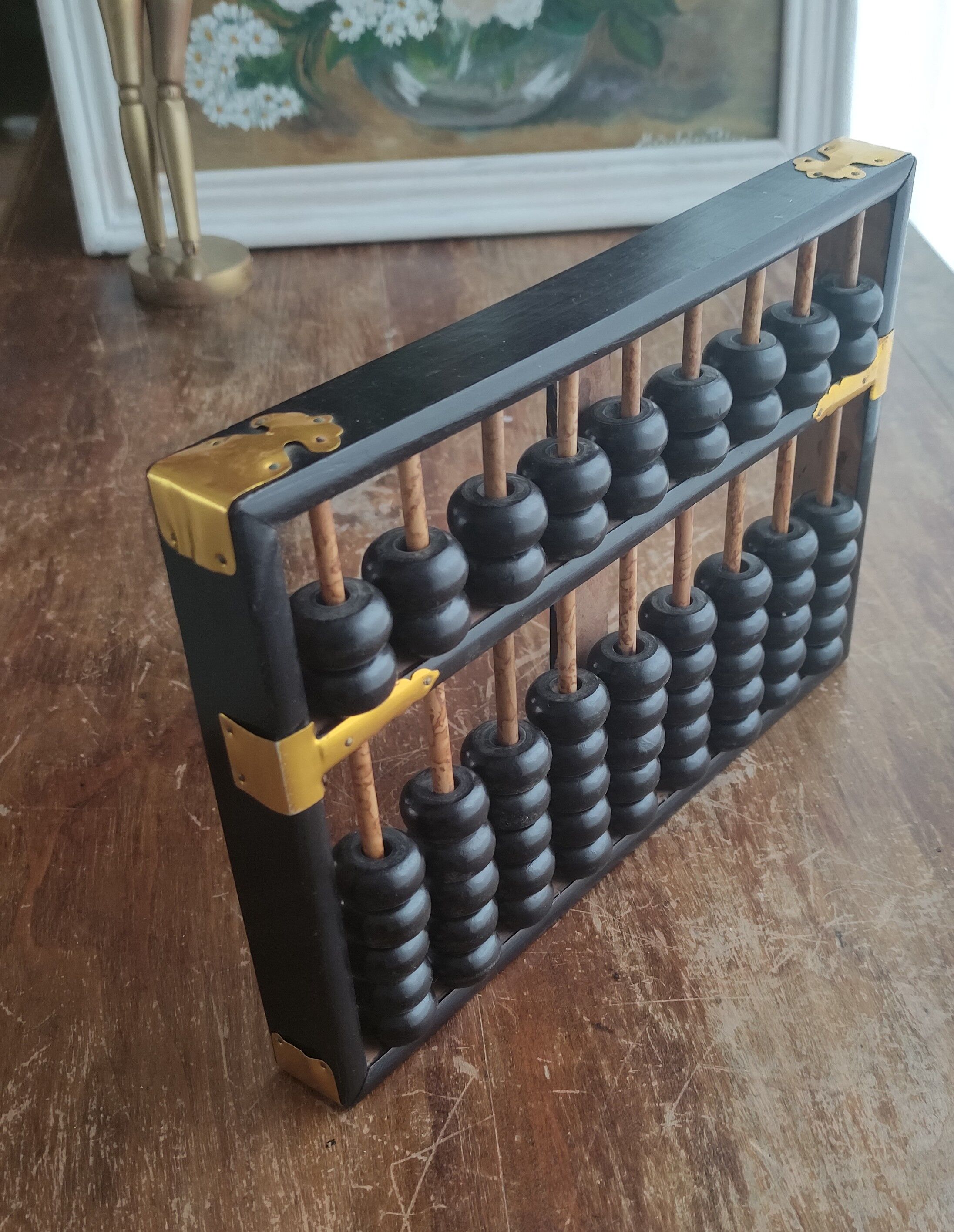 Boulier chinois en bois et laiton