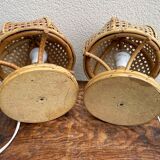 Paire de lampes italiennes en rotin
