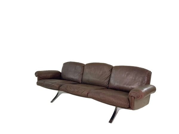 Canapé 3 places vintage De Sede DS-31 en cuir marron