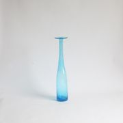 Vintage handblown blue bubble glass bottle vase
