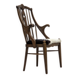 1960s, Danish high-backed armchair, reupholstered, furniture cowhide, oak.