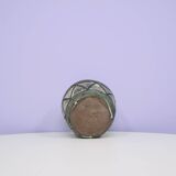Vintage green & purple ceramic flower pot