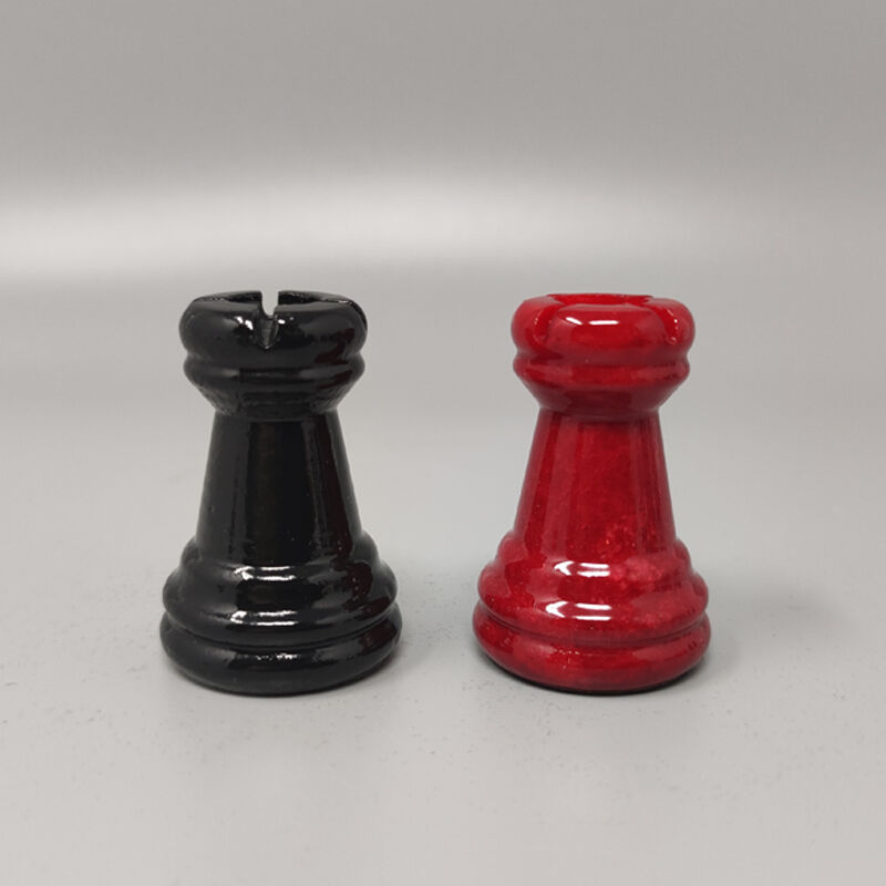 Jeu D'échecs Turquoise Et Blanc Des Années 1970 En Albâtre De Volterra Fait A La Main