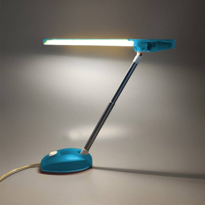 1990s Gorgeous Blue Table Lamp "Microlight" by Ernesto Gismondi for Artemide. Made in Italy