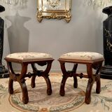 Pair of 19th century curule stools