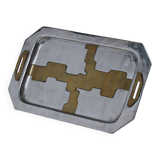 Plateau brutaliste en métal et laiton, David Marshall, 1970