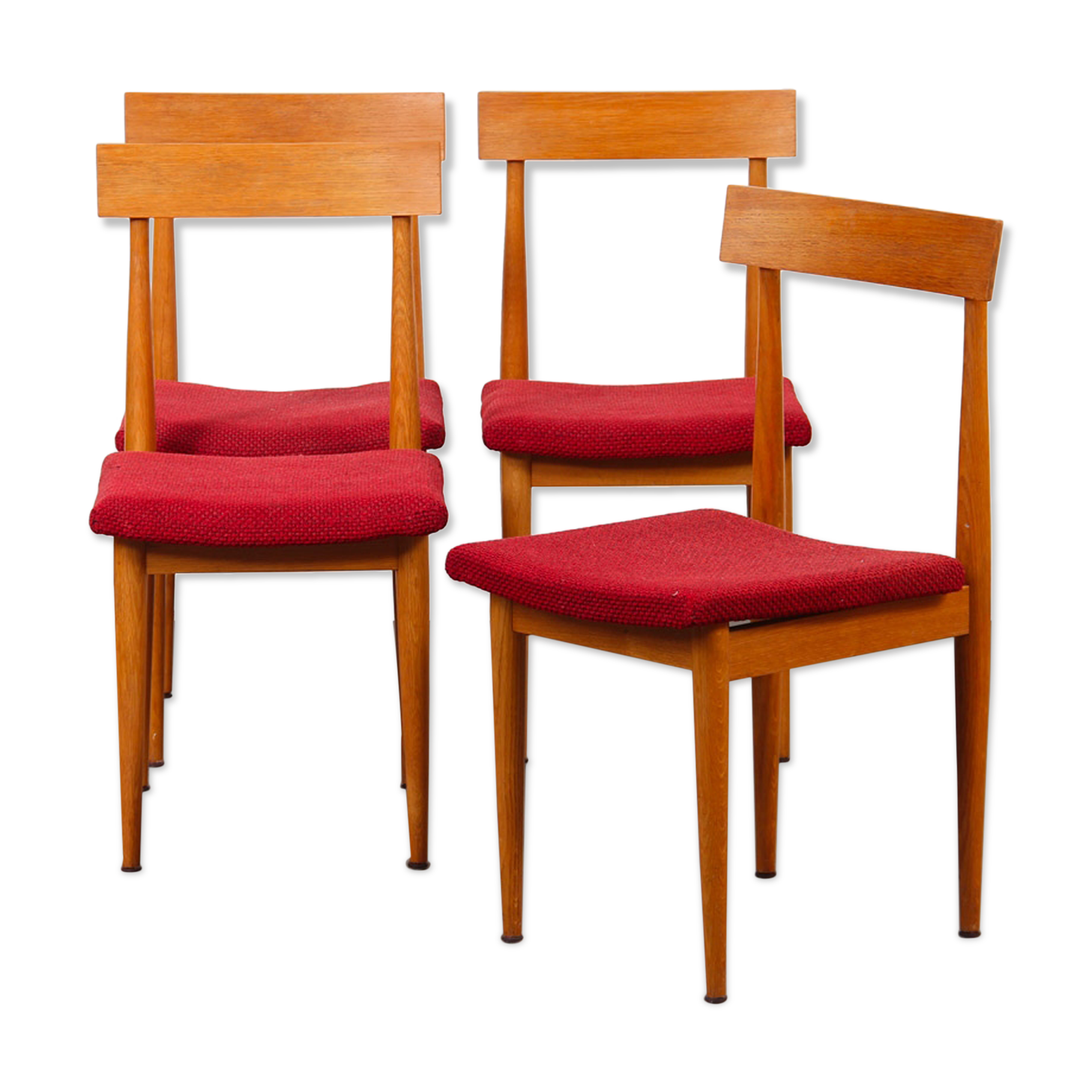 Suite 4 vintage wooden chairs, Czech made, 1960