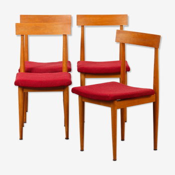 Suite 4 chaises vintage en bois fabrication tchèque 1960