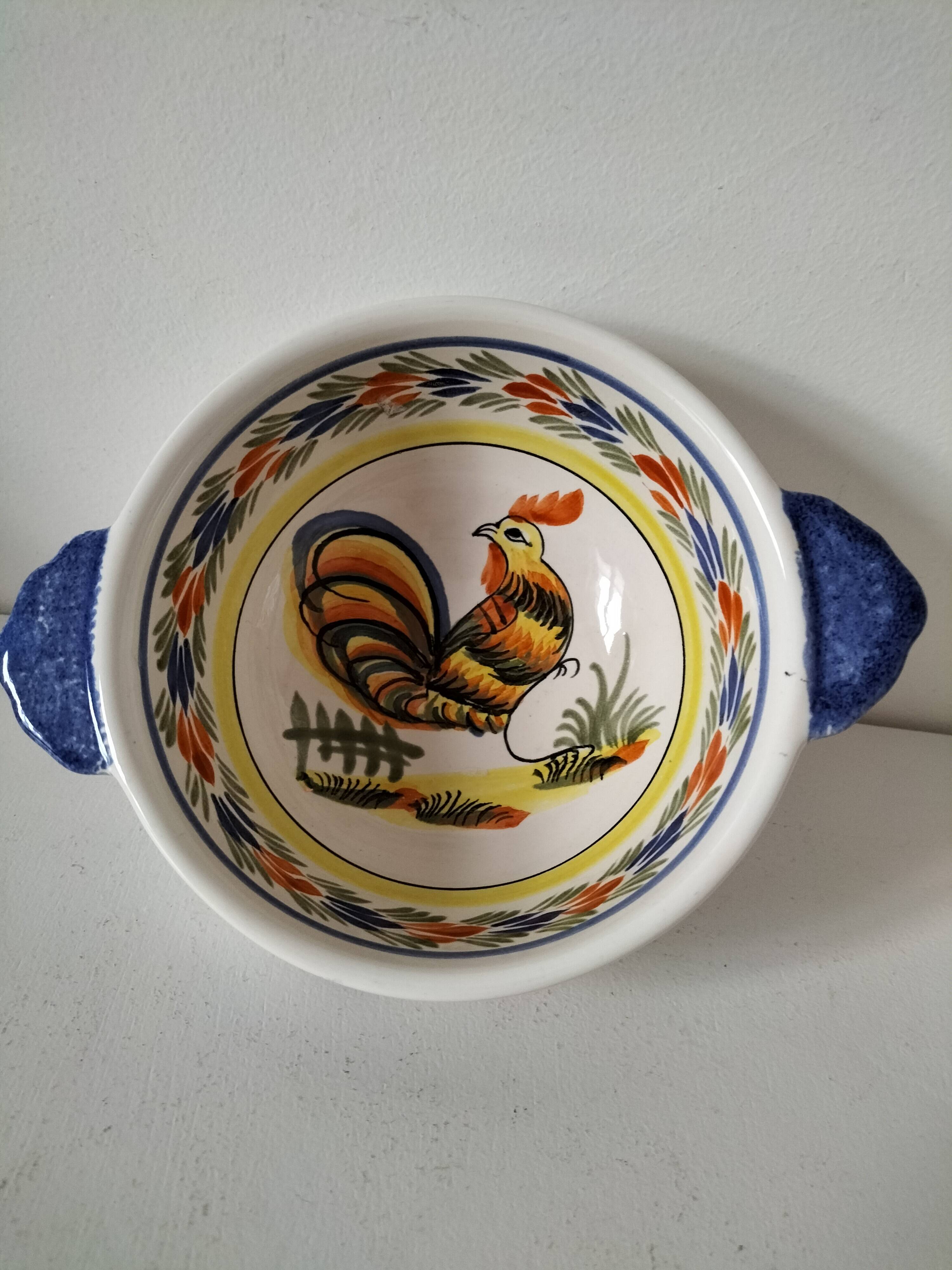 Henriot Quimper bowl with handle and cup