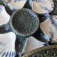 Set of 4 vintage green and white majolica oyster plates.