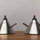 Postmodern Japanese kettle in stainless steel, set of 2