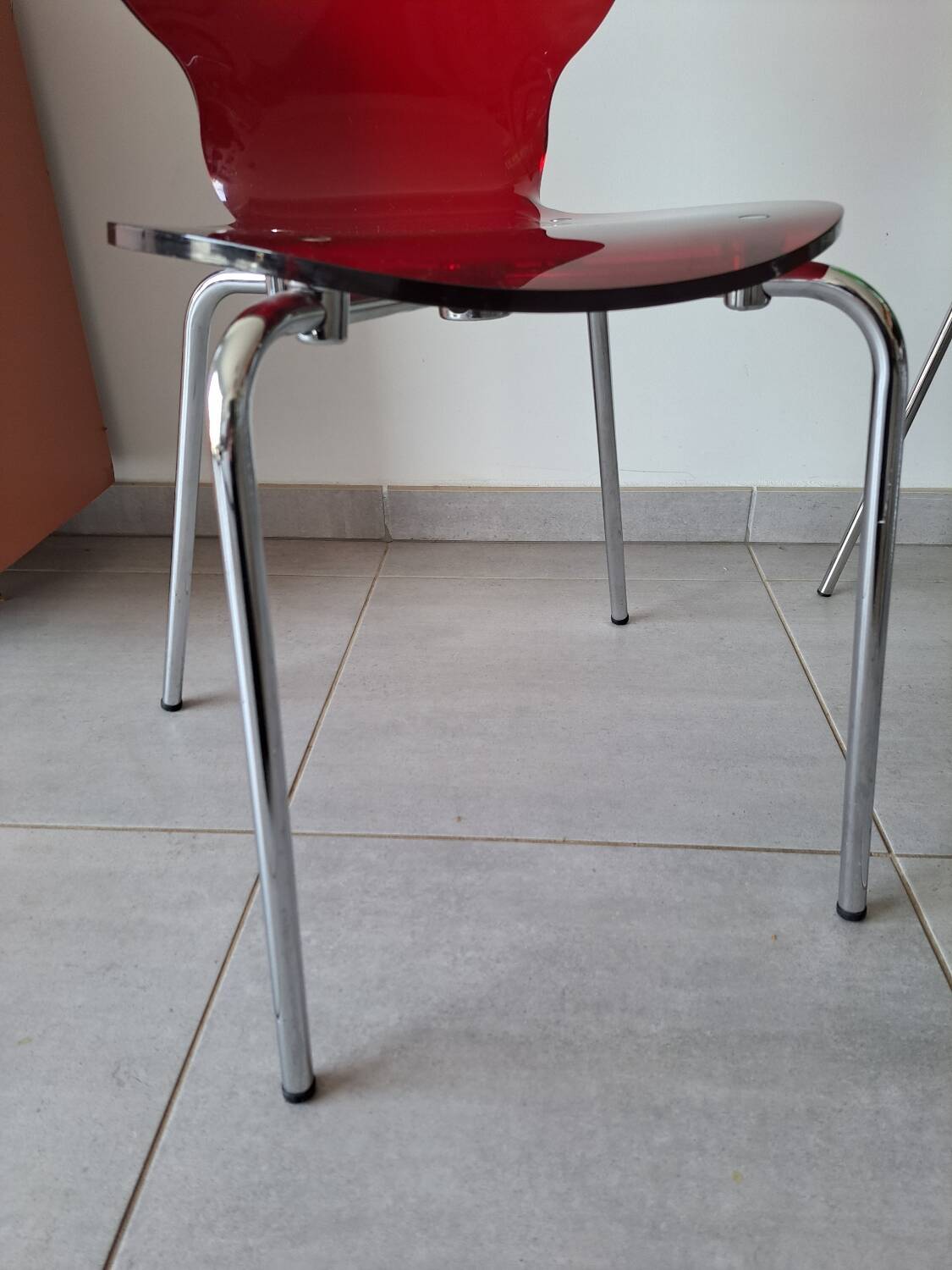 Vintage red plexi and chrome chair