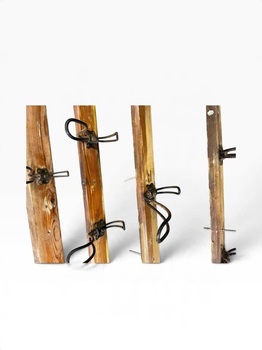 Vintage industrial wooden wall coat rack / wall coat rack