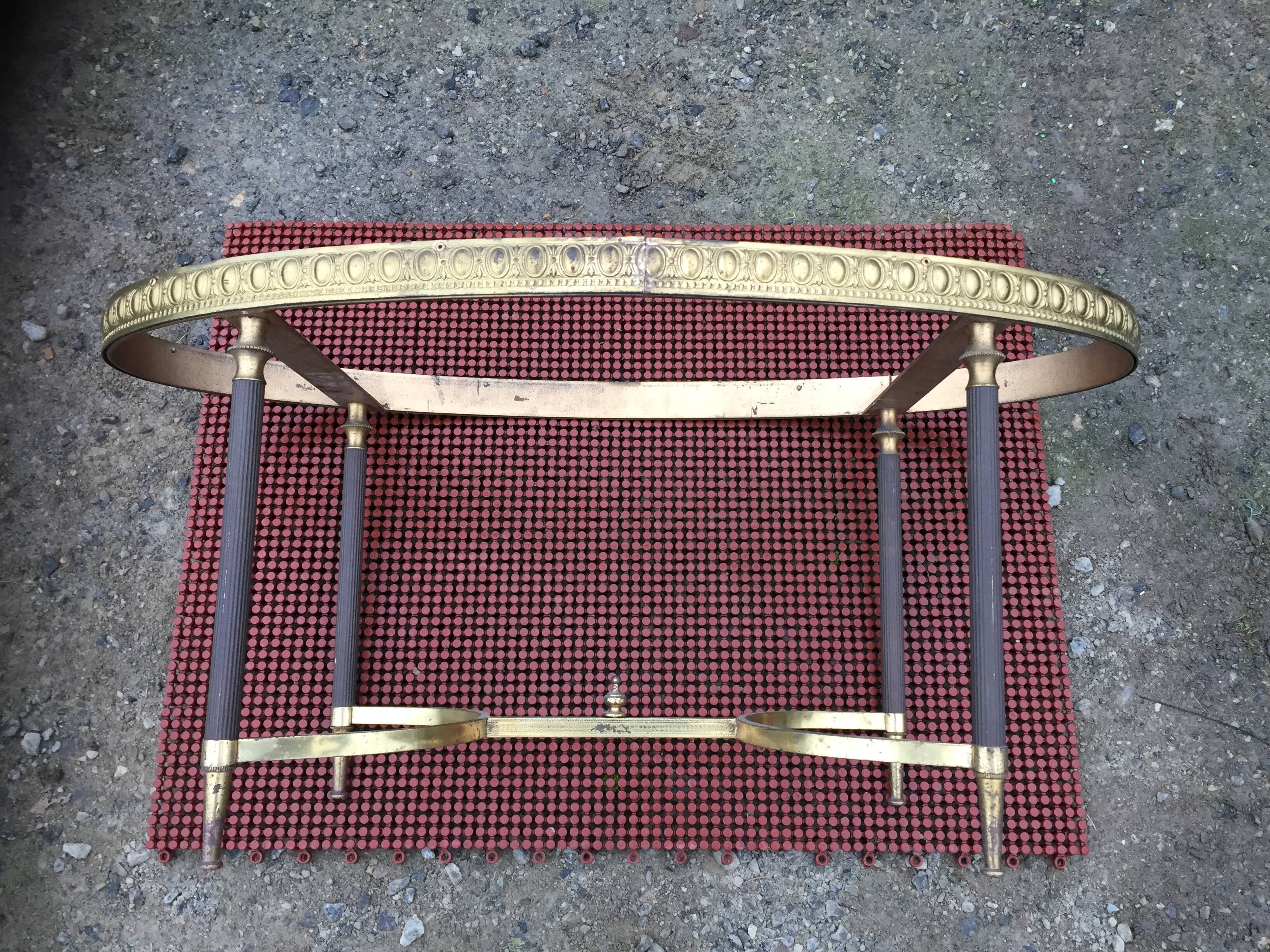 Vintage brass coffee table and oval alabaster top.
