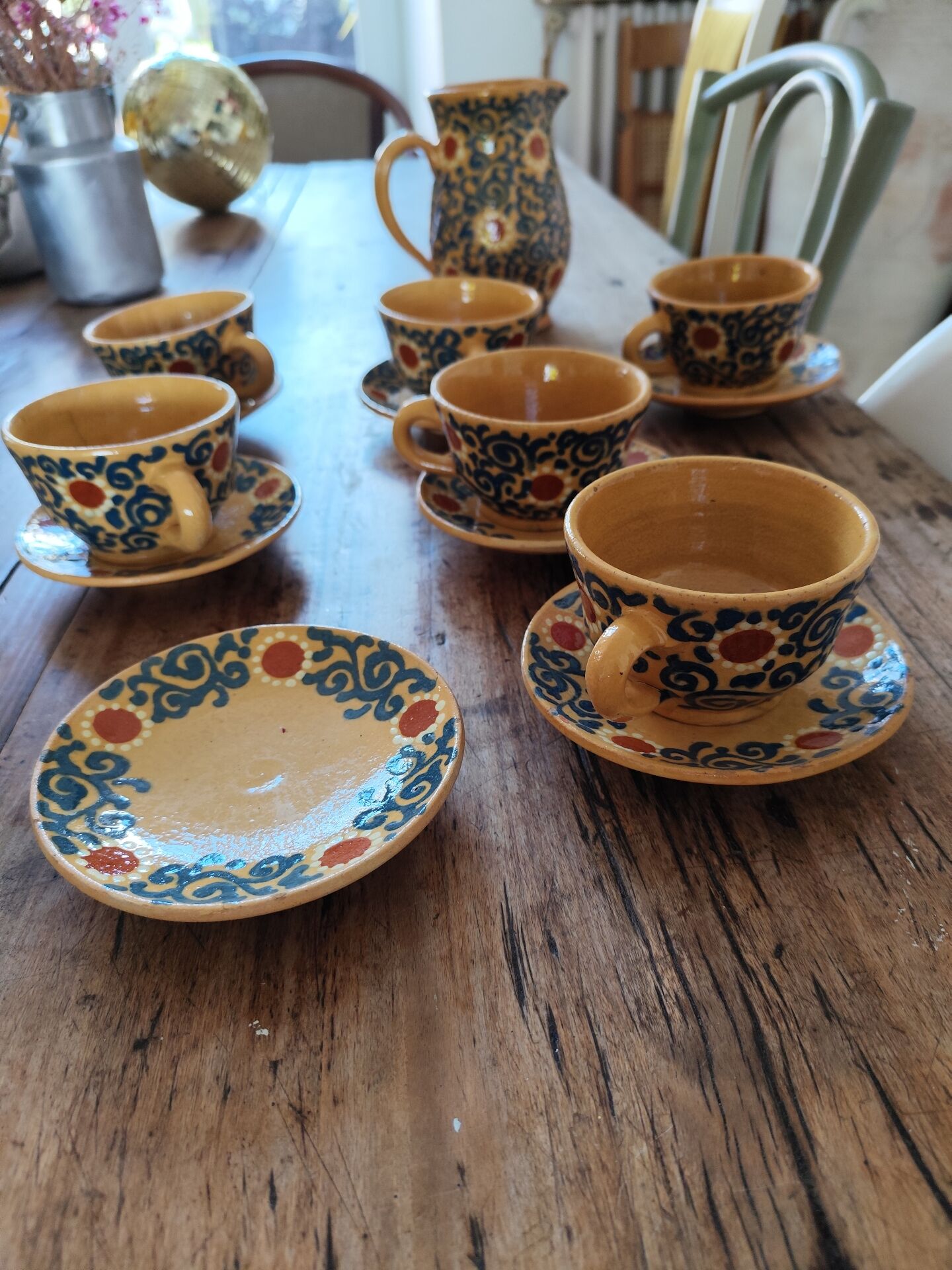 Vintage coffee service in handmade ceramic