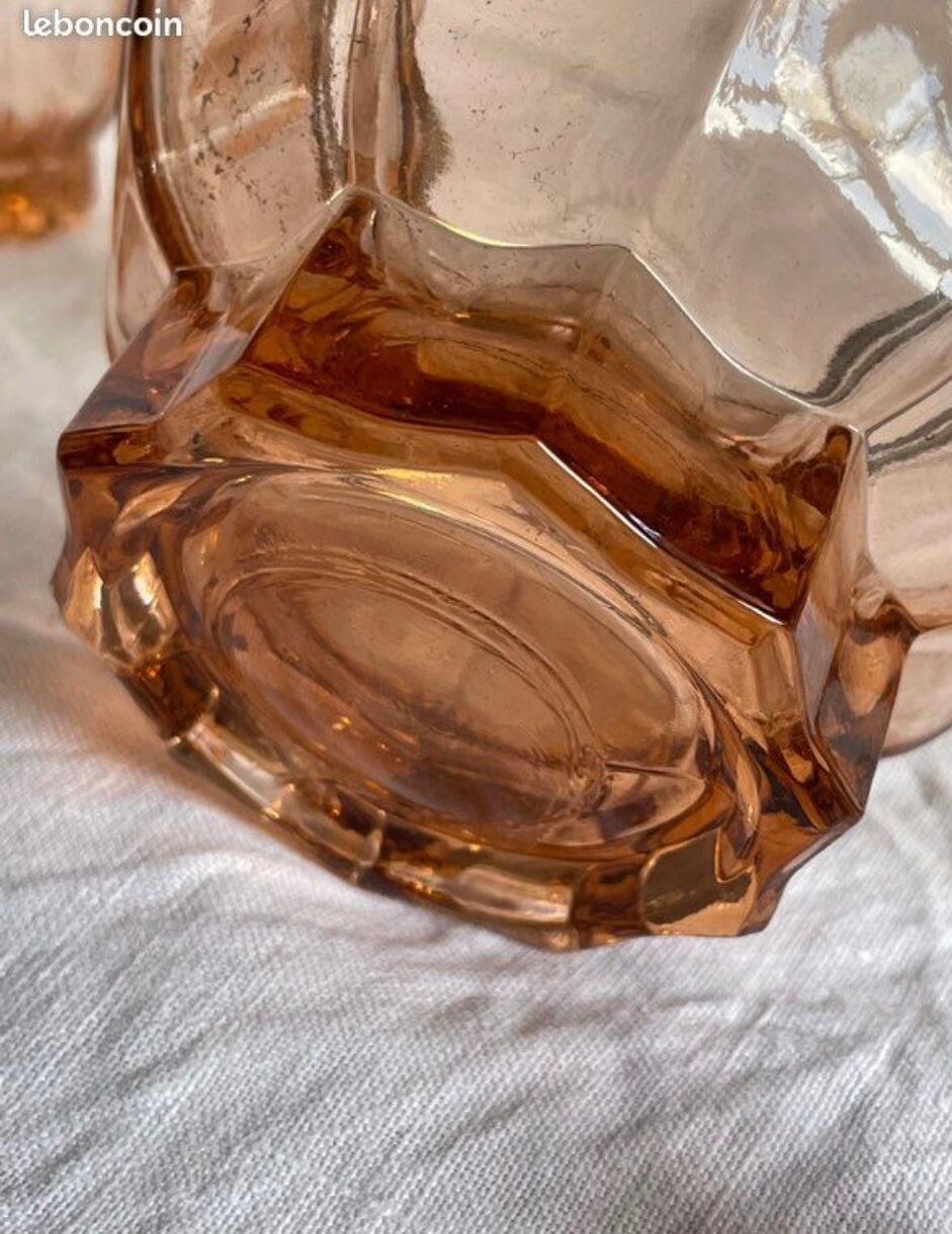 Vintage pink glass liqueur service