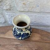 Vase en terre cuite vernissée motif bleu Korond Transylvanie H11cm