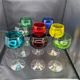 8 multicolored stemmed glasses