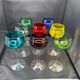 8 multicolored stemmed glasses