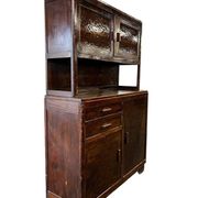Vitrine vintage en bois avec verre jaune