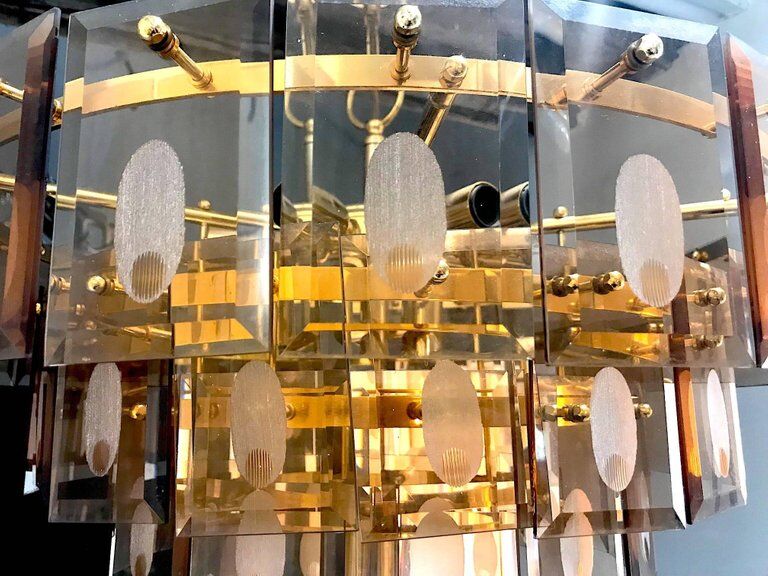 Chandelier framework Fontana Arte Murano 1970 Crystal