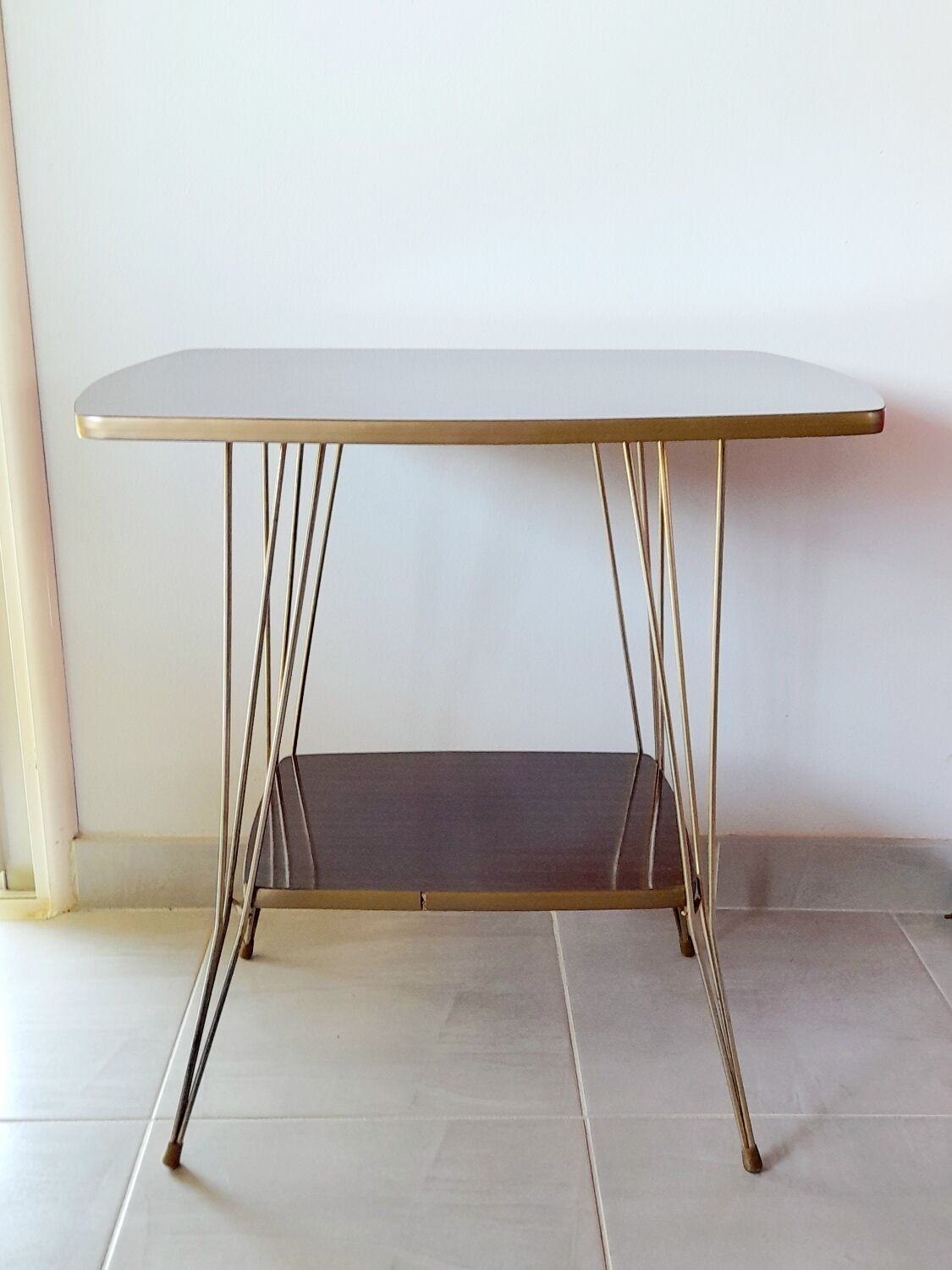 Formica and metal side table 70s
