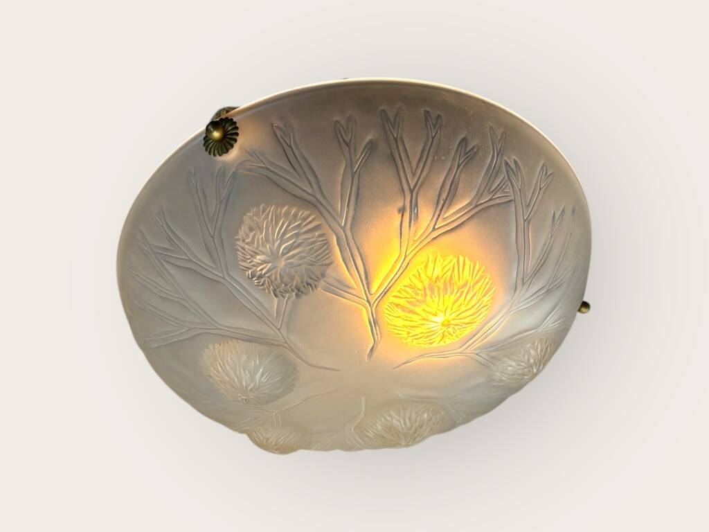Sabino art deco basin ceiling light signed 1930 France