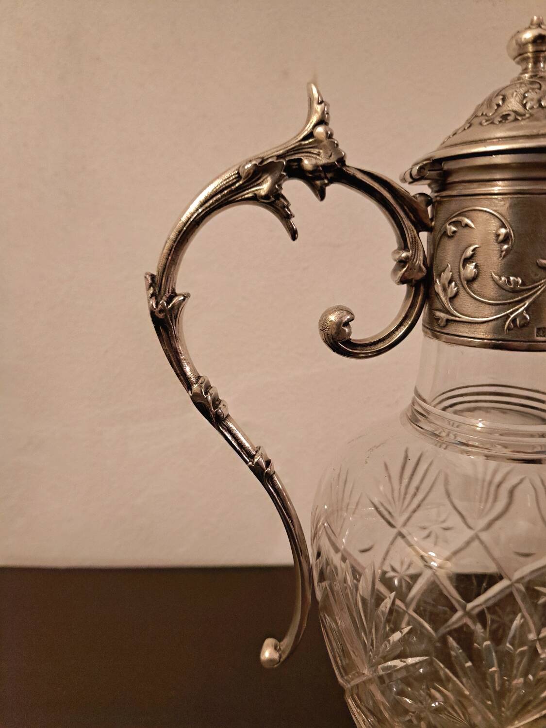 Gallia Christofle crystal and silver-plated metal jug