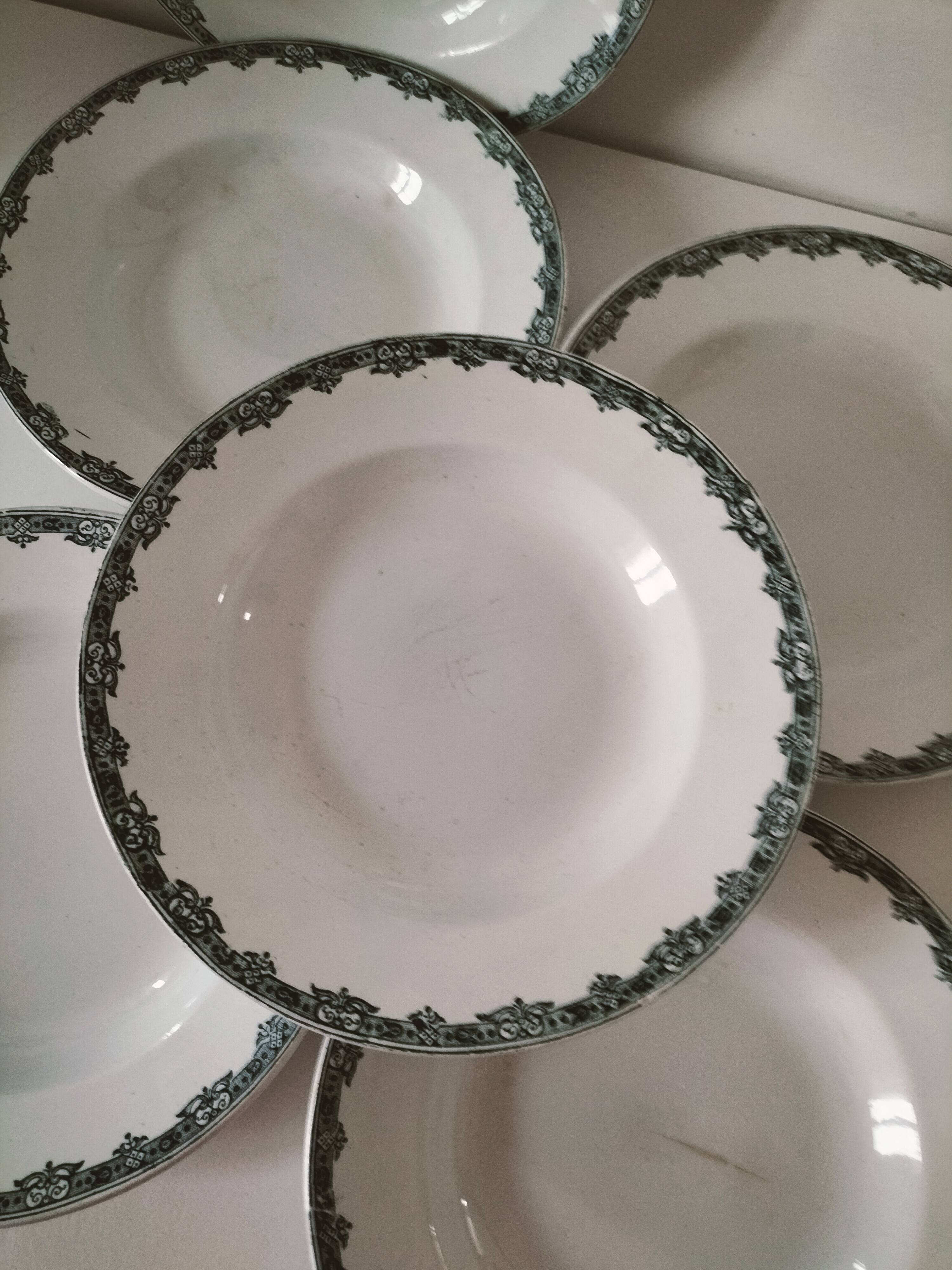Set of 6 antique soup plates – Ironstone, circa 1900