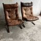 Siesta armchair by Ingmar Relling with ottoman — bentwood dark brown frame, cognac leather