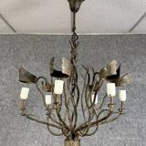 Vintage iron chandelier with rust patina circa 1980