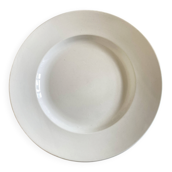 Plat XXXL, centre de table Lunéville en faïence blanche, 1900