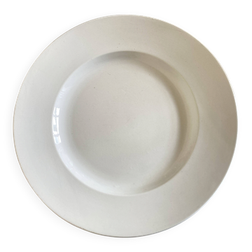 Plat XXXL, centre de table Lunéville en faïence blanche, 1900