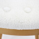 1960s Oak Stool With Sheepskin Fabric, Czechoslovakia
