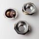 1980s vintage bowls, set of 8, stainless steel with gold handles.