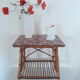 Vintage 60s/70s bedside table rattan wicker and washi paper