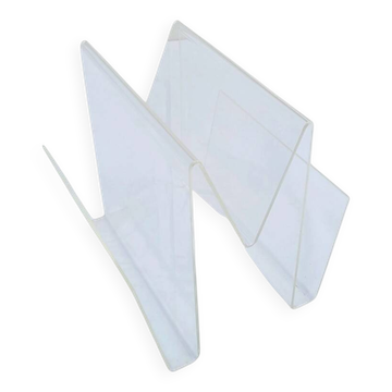 M-shaped plexiglass magazine rack