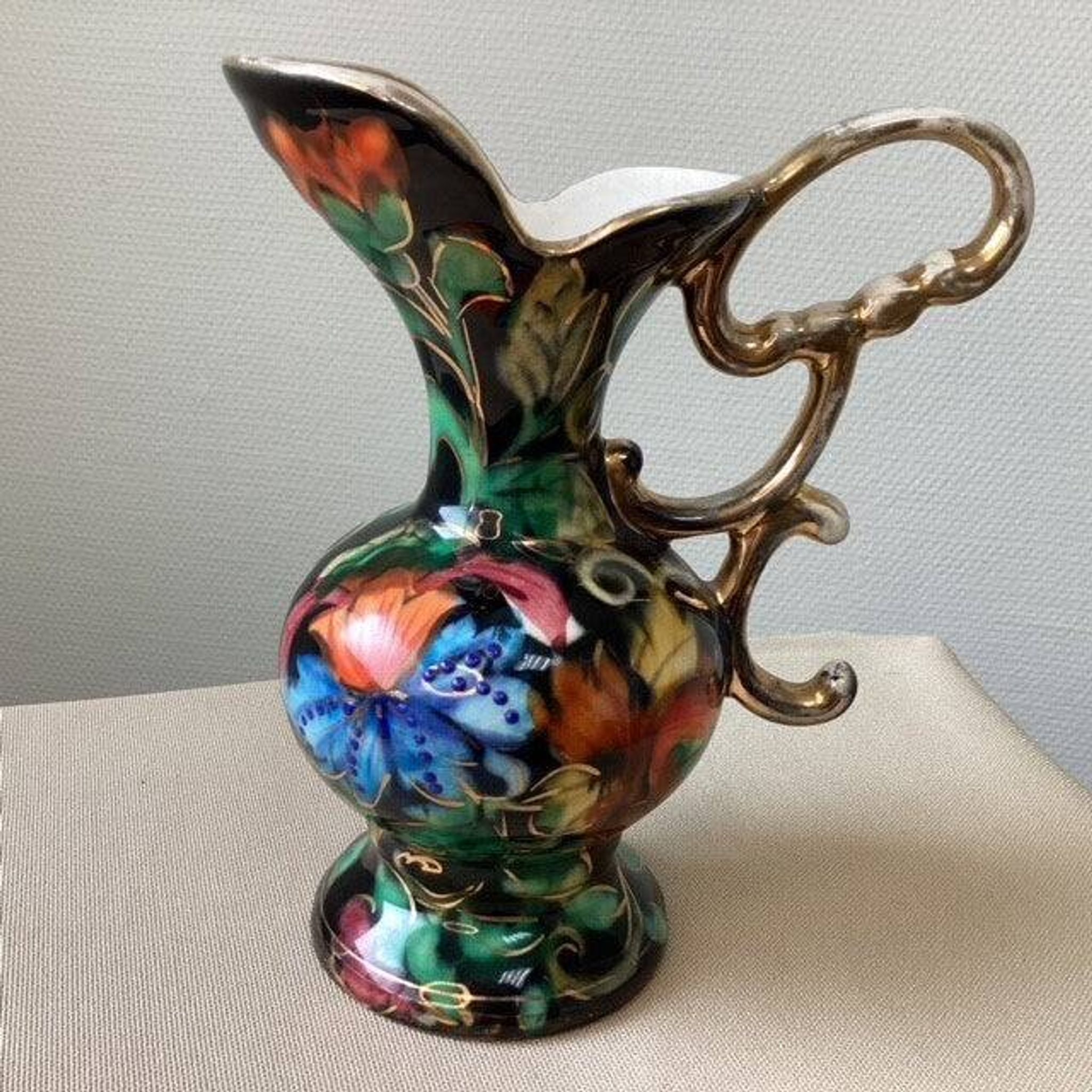 Vase Flower Motif Hubert Bequet Art Ceramics Belgian Faience
