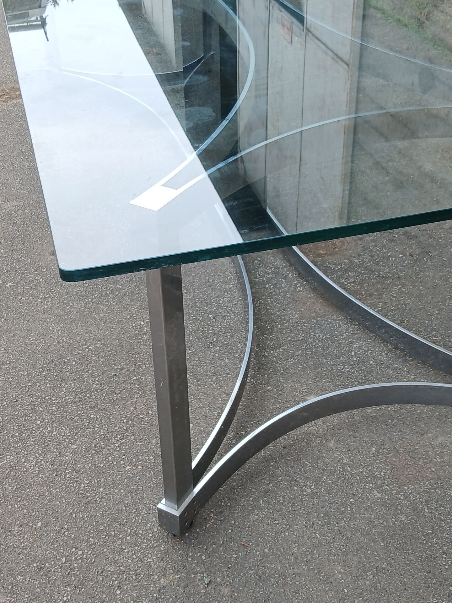 1970s glass and chrome table, 300 cm, for 12 people.